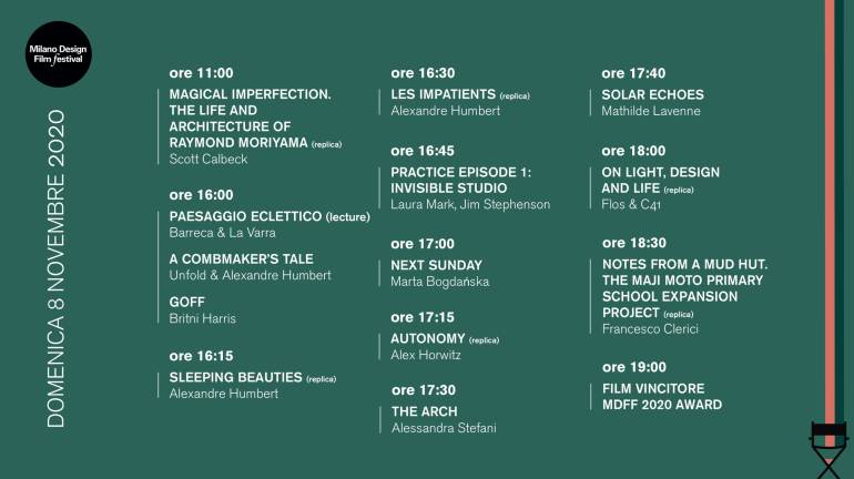 eventiatmilano's tweet photo. Milano Design Film Festival: programma proiezioni di domenica #8novembre
#mdff2020 @MDFF_MI
⬇️ Altri eventi di oggi ⬇️
https://t.co/Qp9KR0bLZT https://t.co/T3MplL0SRk