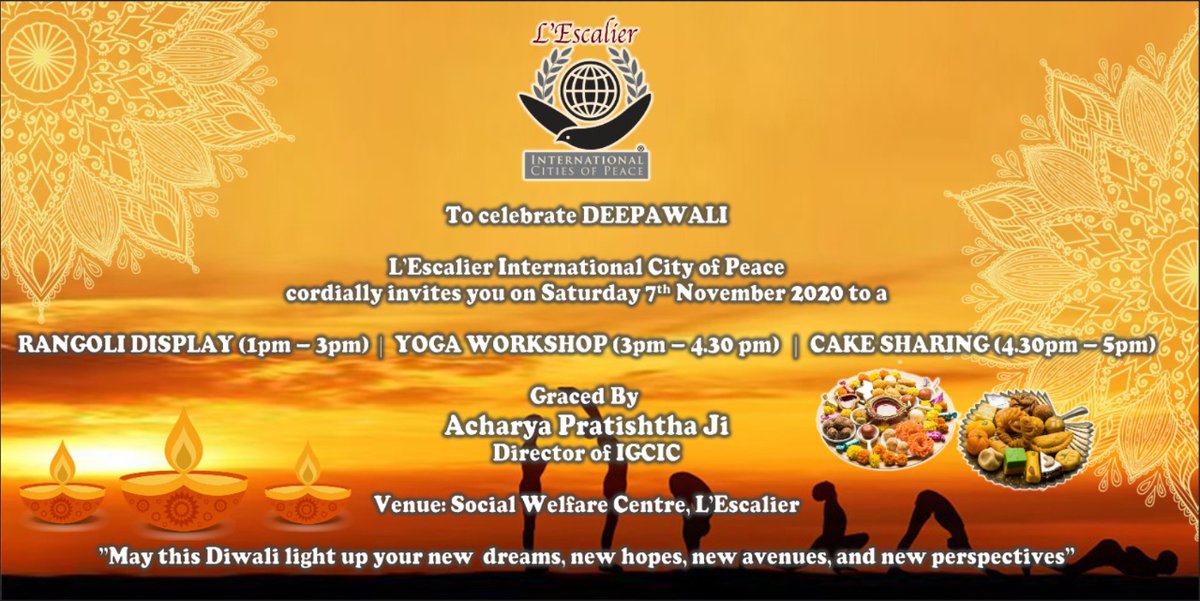iccr_portlouis's tweet photo. #DirectorIGCIC #AcharyaPratishthaji inaugurated #DeepawaliCelebrations by L'escalier_City_Of_Peace .
#Rangoli #CakeSharing #DiwaliFest2020 #IndiaMauritius https://t.co/zvQNZYiSSr