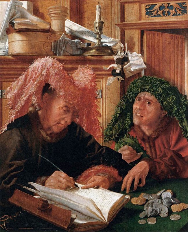 fancie18's tweet photo. Quentin #Massys (or #Matsys) was the leading painter in Antwerp in the early 16th century. He painted many notable portraits, including his friend #Erasmus. At some point he seems to have become obsessed with tax collectors. Methinks they caught the #fudge in his accounts #vss365 https://t.co/l3uH0FXVyZ