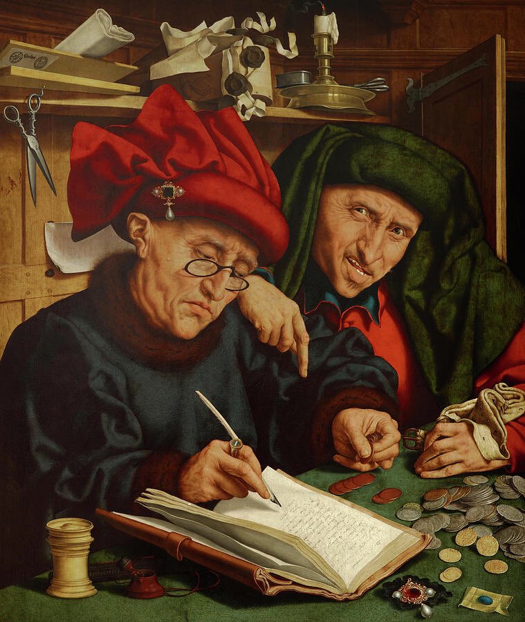 fancie18's tweet photo. Quentin #Massys (or #Matsys) was the leading painter in Antwerp in the early 16th century. He painted many notable portraits, including his friend #Erasmus. At some point he seems to have become obsessed with tax collectors. Methinks they caught the #fudge in his accounts #vss365 https://t.co/l3uH0FXVyZ