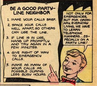 Number 49The phone lock/party line combo. Da had another accident with the electric carving knife? Need an urgent ambulance? Better make sure you've got the key and the neighbours aren't using the party line. And it's after 6pm because nobody dared use the phone until then.