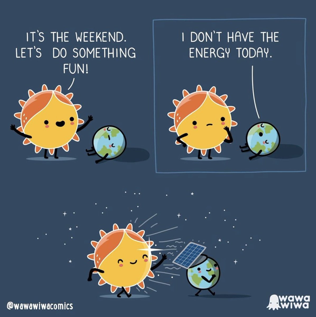 Greenpeace's tweet photo. Who gives you energy even when you thought you had none? TAG them 🌞🔋Happy SUNday.

Comic via @wawaiwacomics https://t.co/TUrOeV7ETl
