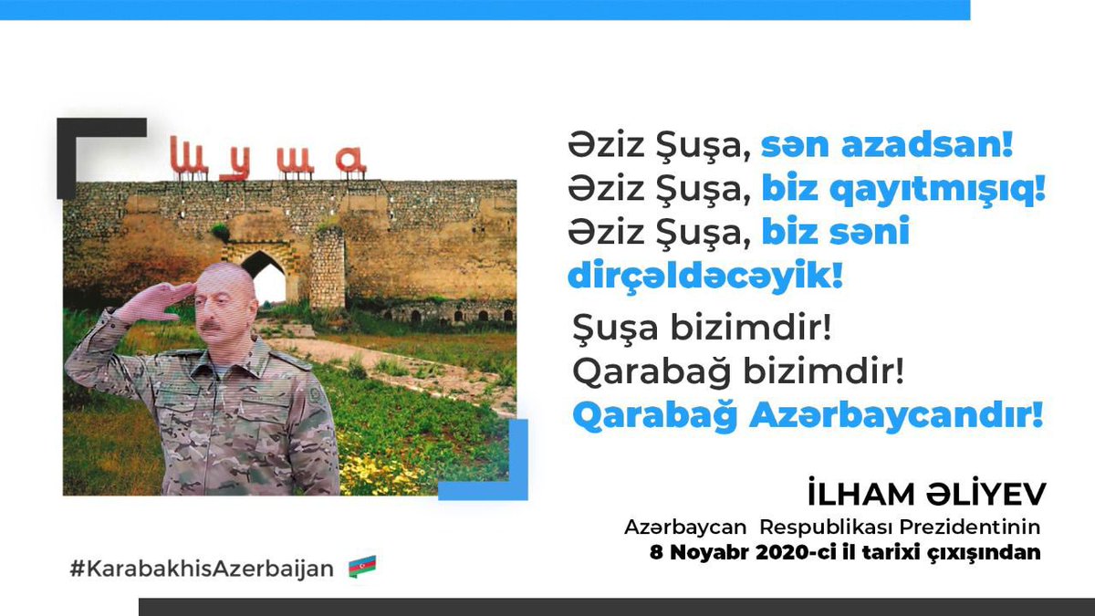 MammadovaAlija's tweet photo. #KarabakhisAzerbaijan #Shusha #WelcomeHome #Karabakh #Azerbaijan !!!❤️🇦🇿 https://t.co/tT5m2KO7lU