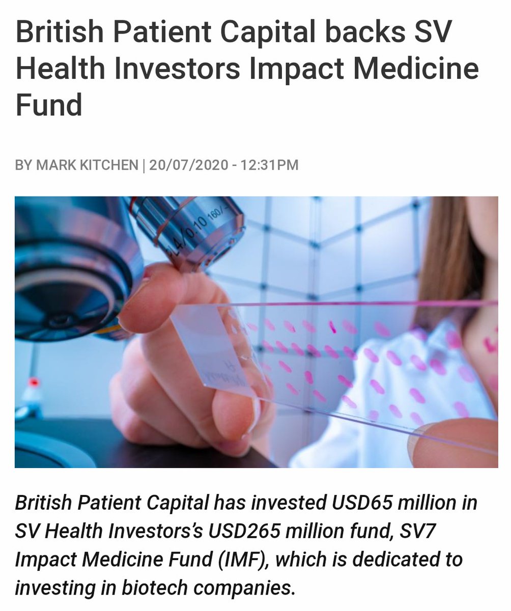 And British Patient Capital invested $65m in the for-profit SV Health Investors' Impact Medicine Fund.