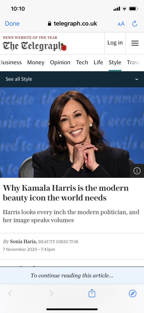 Seriously? We should be talking about how Kamala harris is the first women vp and how ground breaking that is but instead the <a href="/Telegraph/">The Telegraph</a> has gone with a moronic article about Kamala Harris as a “beauty icon”...... and so it begins!