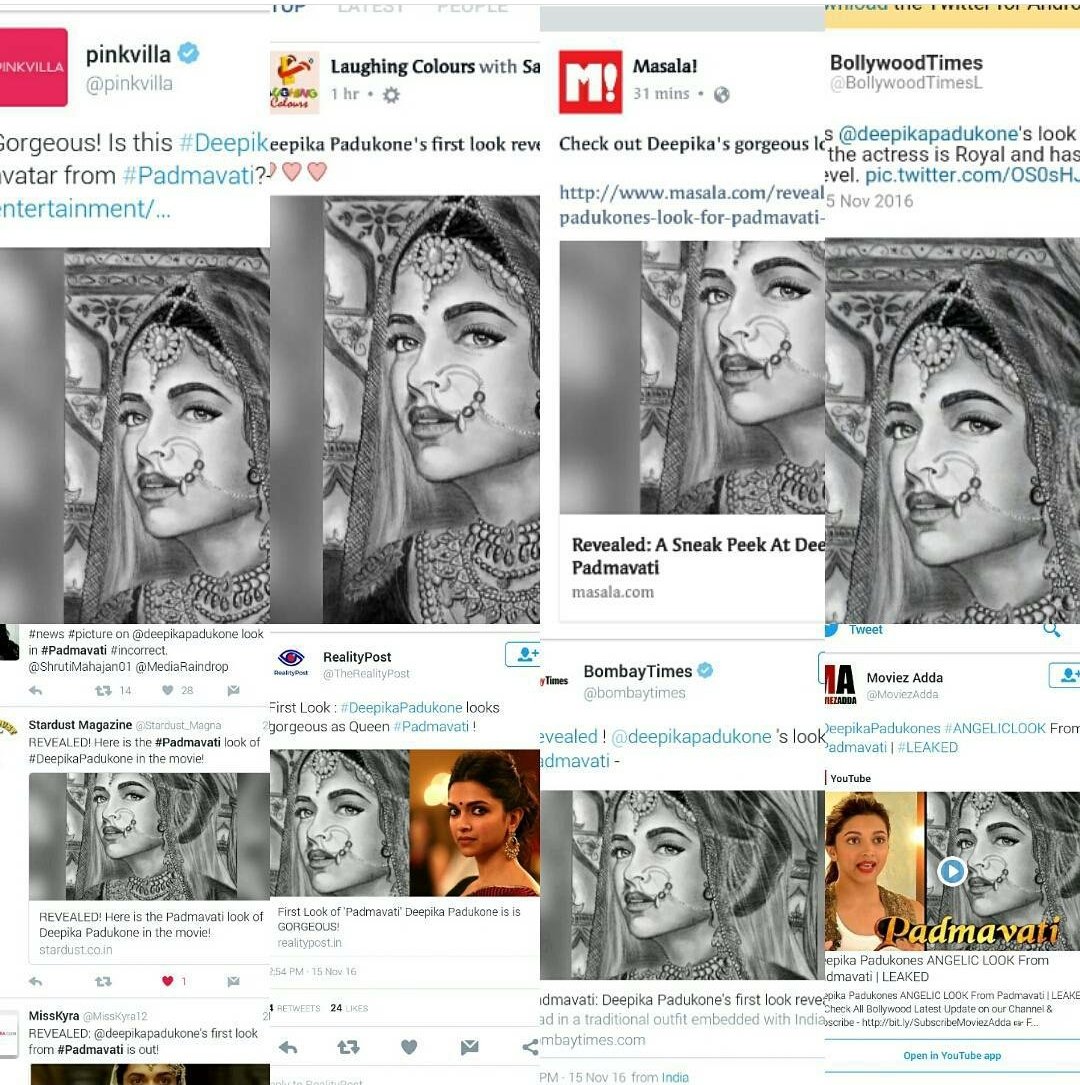 I am the artist who sketched the viral Padmavati look. Which went viral on social media and was featured in TV and newspapers.  #DeepikaPadukone held up my sketch in the show Yaar Mera Superstar.  #13YearsOfDeepikaPadukone