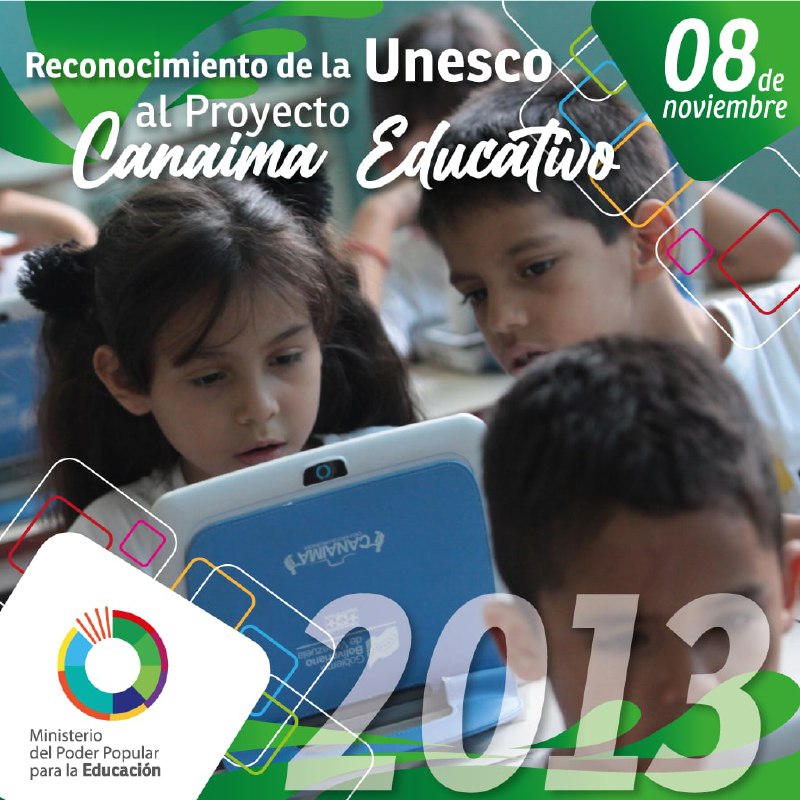 mineducacion_ve's tweet photo. #EFEMÉRIDE 🟣  Hace 7 años, la @UNESCO otorgó el mérito internacional al Proyecto Canaima Educativo, iniciativa del Gobierno Bolivariano para incluir a todos los estudiantes en políticas sociales que garanticen una excelente formación académica con las herramientas necesarias. https://t.co/S6uw9ReC5F