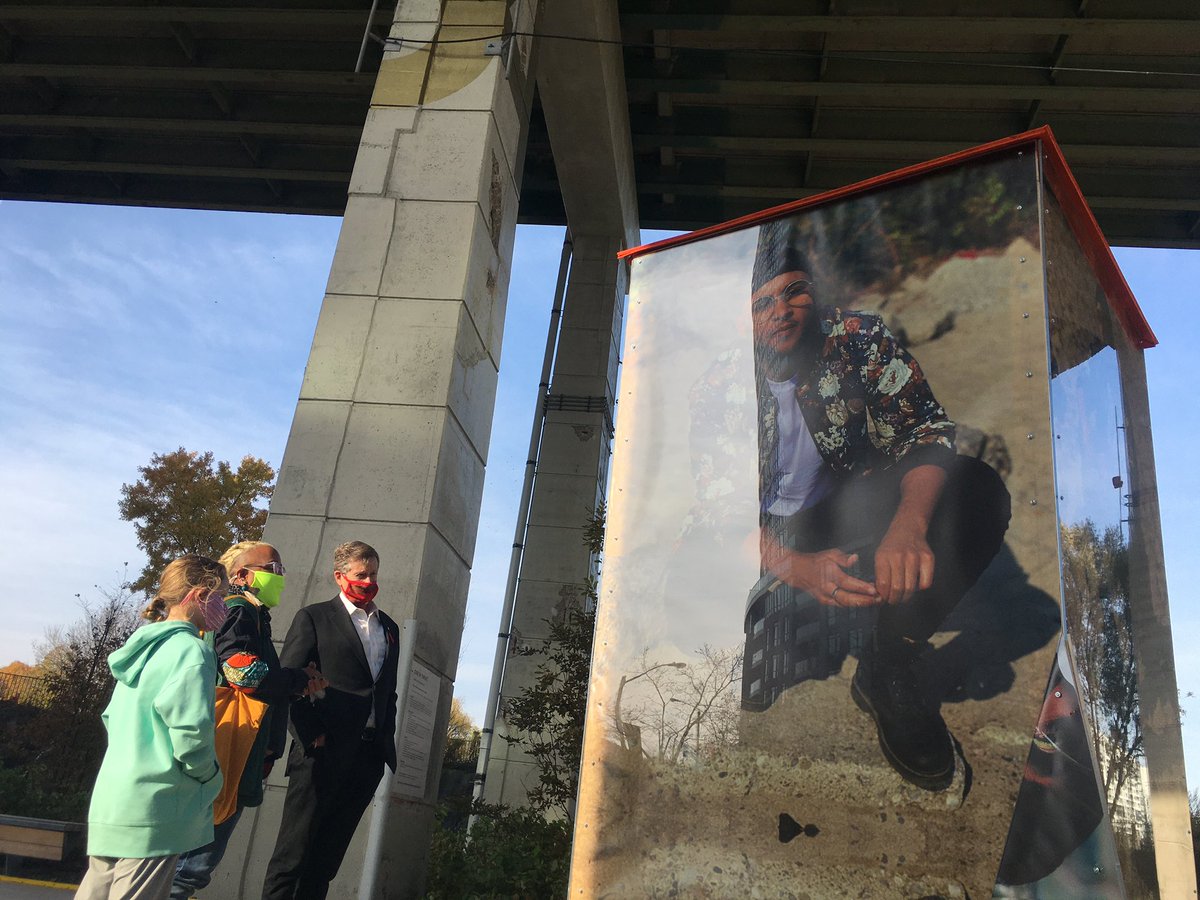 JohnTory's tweet photo. Yesterday I stopped by the #SafeInPublicSpace exhibit at @thebentway and was able to learn more about the lived experiences of Black and Afro-Indigenous Trans women. To learn more about this project visit: https://t.co/c2JkZsS1sr. https://t.co/TfHDX1rfhw