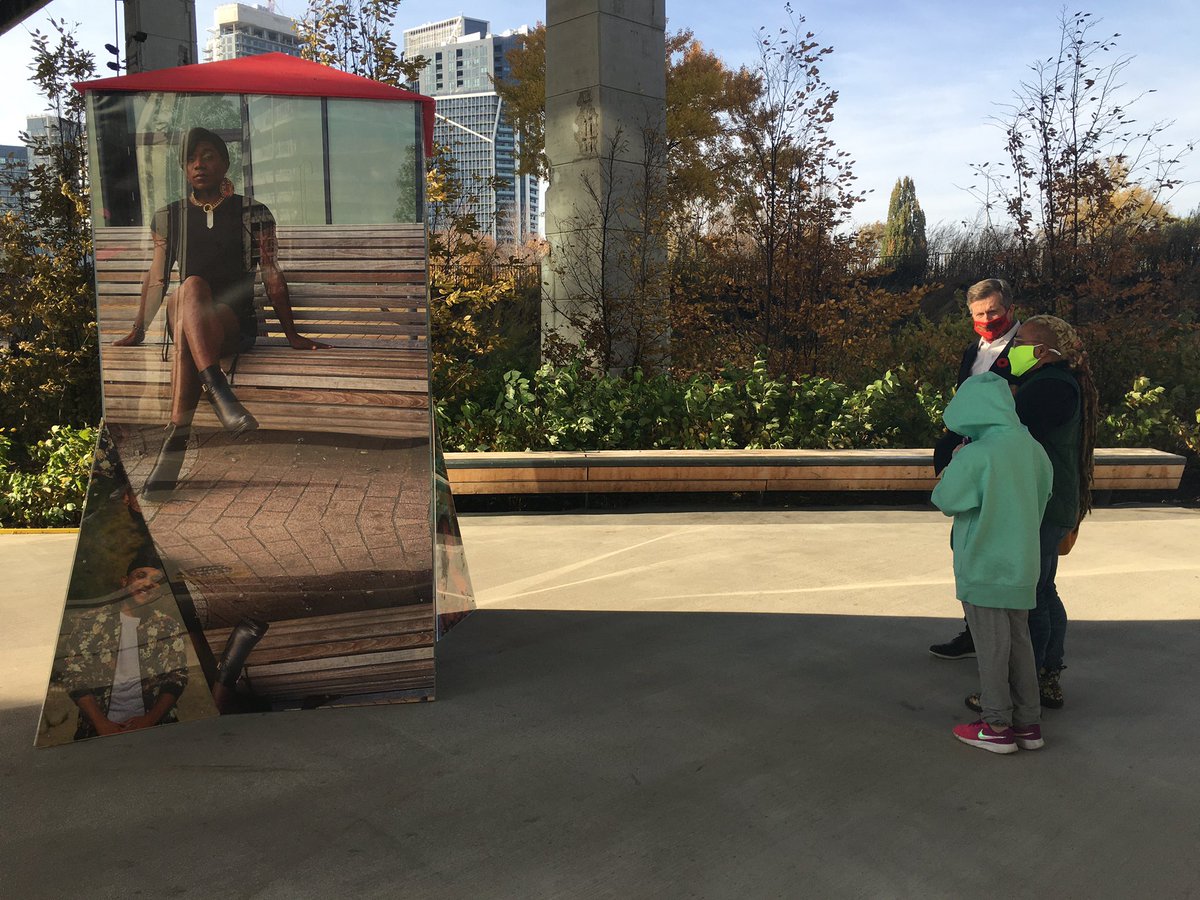 JohnTory's tweet photo. Yesterday I stopped by the #SafeInPublicSpace exhibit at @thebentway and was able to learn more about the lived experiences of Black and Afro-Indigenous Trans women. To learn more about this project visit: https://t.co/c2JkZsS1sr. https://t.co/TfHDX1rfhw