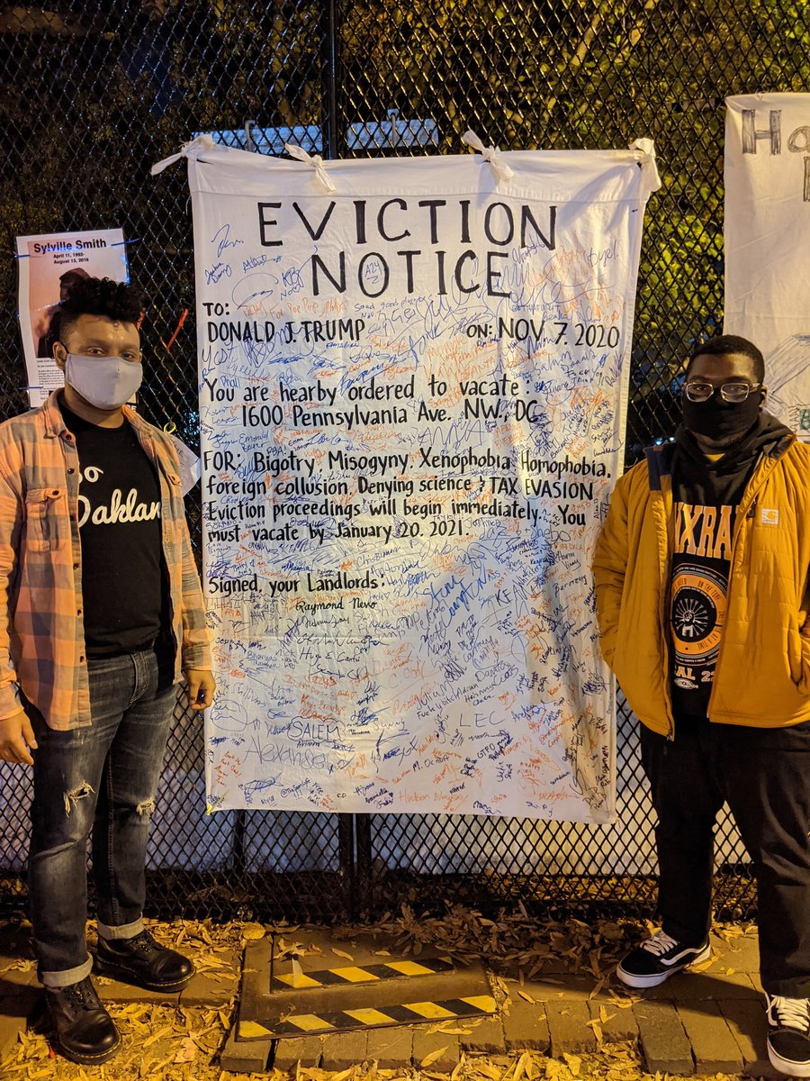 dvlnjms's tweet photo. During Trump's adminstration, so many people have unjustifiably lost their homes, including my Grandmother. Last night I finally felt some justice by letting Trump know that he's about to lose his. #evicted #GTFOut #justice #WhiteHouse https://t.co/fhbbsgb6r3
