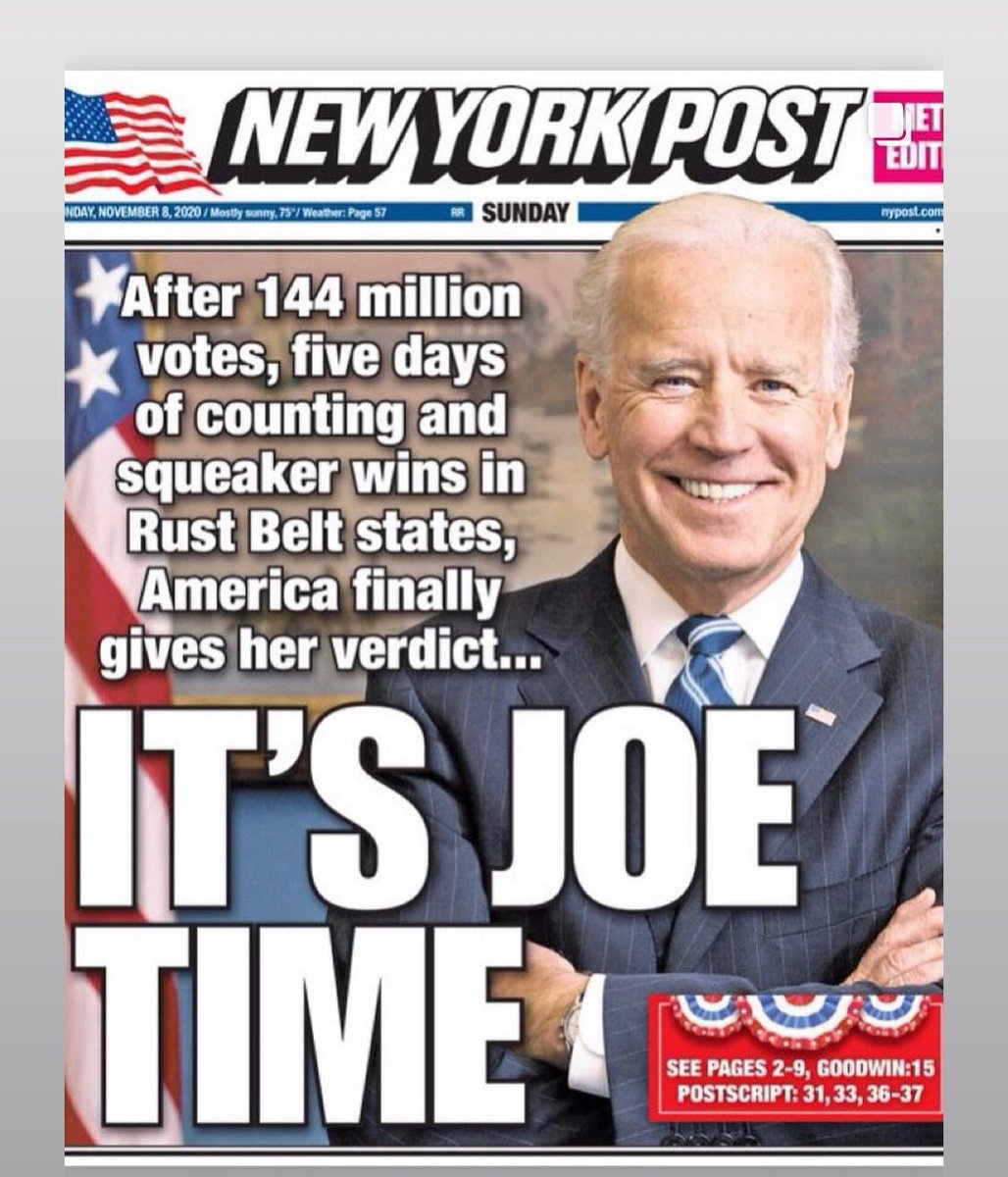 amherreram's tweet photo. Portadas de distintos diarios resaltan triunfo de #JoeBiden como presidente electo de #Elecciones2020. https://t.co/3JKkCkn9IH