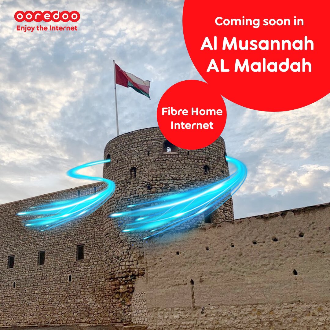 OoredooOman's tweet photo. Coming soon in #AlMusannah
AL Maladah. 💥
To subscribe for Fibre Home
Internet,🚀
send your location & ID via WhatsApp:
https://t.co/XXzgf6QfsV
Or call 1514.
#StayHome_with_Ooredoo https://t.co/fdroIrtxQz