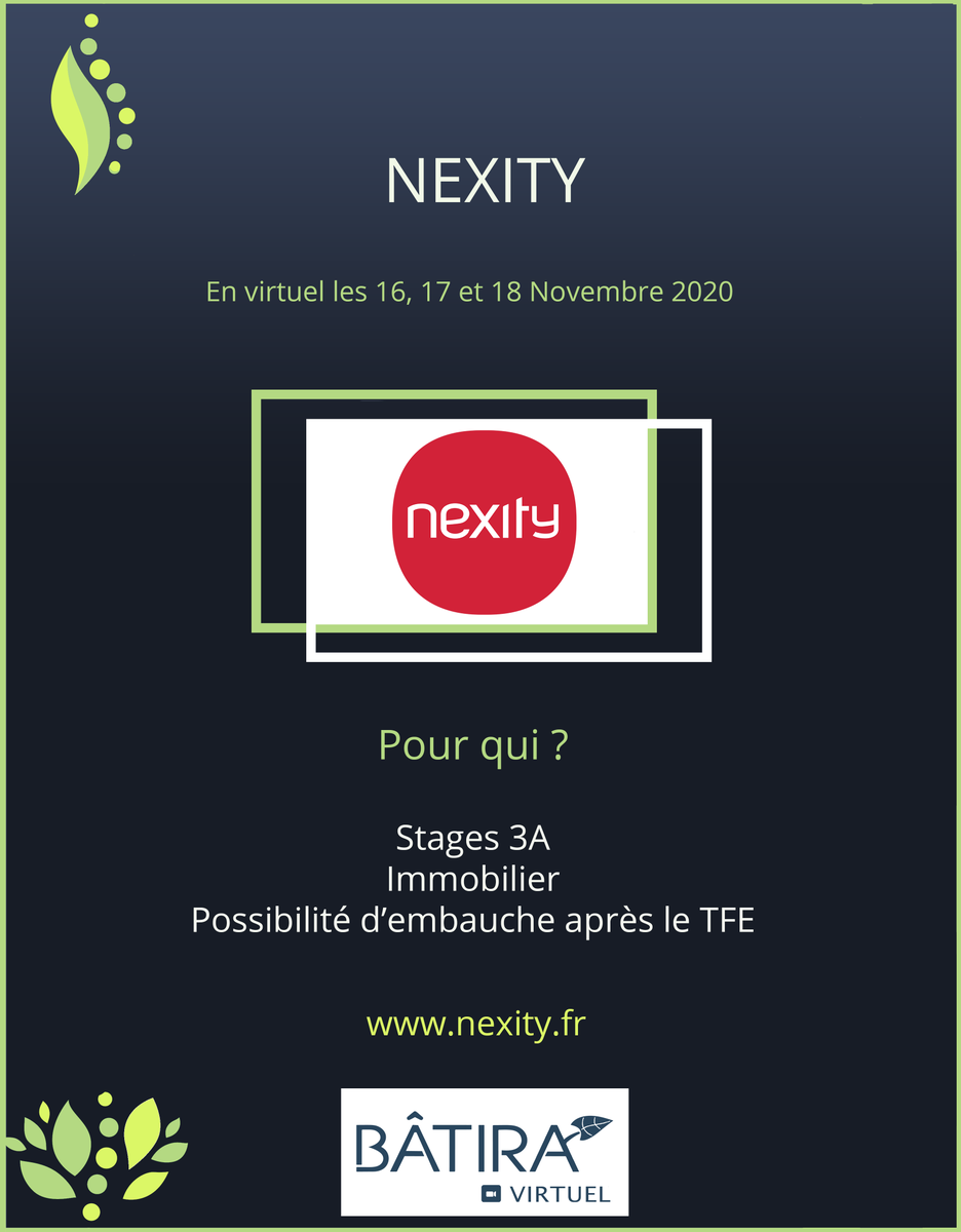 ForumBatira's tweet photo. Nexity sera présent au Forum BATIRA 2020 !
Vous pouvez retrouver plus d'informations sur le site Internet https://t.co/D6VHHd151w.
Rendez-vous les 16, 17 et 18 novembre sur Seekube !

Vous pouvez vous inscrire ici ➡️ https://t.co/RhvIRytd7I….

L'équipe BATIRA 2020. https://t.co/af0K7wNhzb