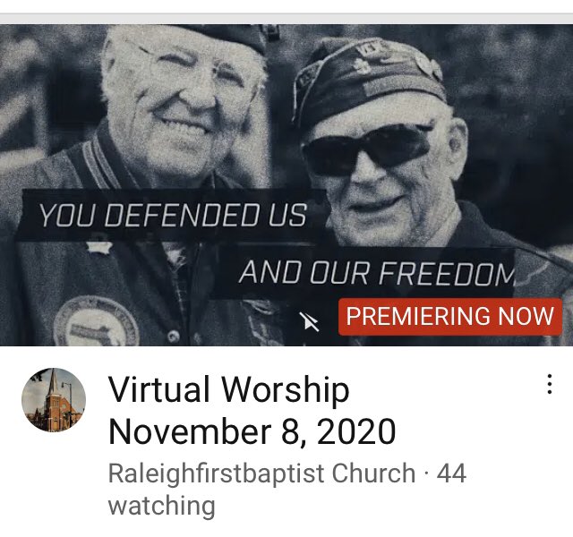 RaleighFBC's tweet photo. FBC Sunday Worship November 8, 2020 
https://t.co/xzMApu58fw https://t.co/GqEHiBWlK6