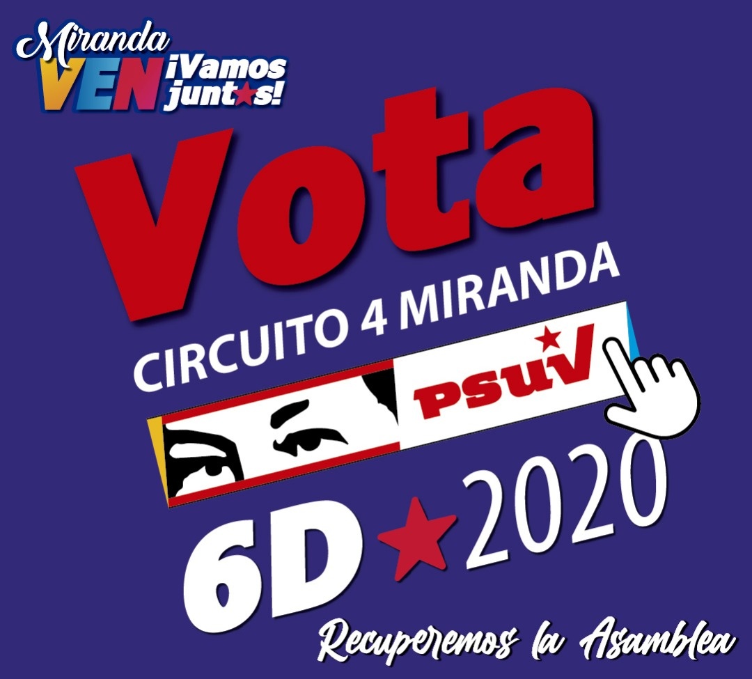 El #Circuito4Miranda está conformado por los candidatos:

🚩 .@RodolfoSanzPSUV
🚩 .@azucena_jaspe
🚩 .@isabelu93579468
🚩 .@YahirMunozG 
Tienen el compromiso de recuperar la Asamblea Nacional con tu apoyo.

#AutodisciplinaPorLaSalud
.@luiscarPSUV .@Renenavarro33 .@CCDarioVivasMir