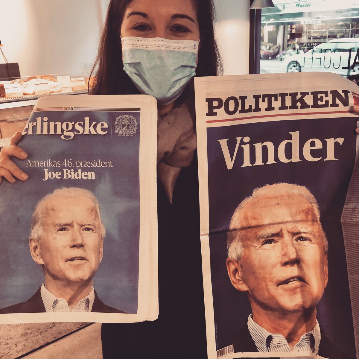 LenaTrabucco's tweet photo. And the world rejoiced. #Election2020 #decencywon #shatteredglassceiling https://t.co/NJhyMqAl9v