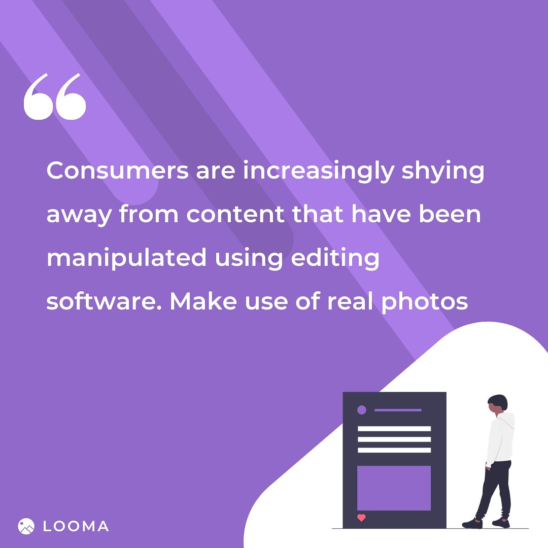 heylooma's tweet photo. For a DTC brand that communicates with the customers using digital channels should use genuine content, avoiding excess photoshopped content or stock photos.

#looma #productphotography #DTCbrands #ondemand #visualcontent #startups #ecommerce #photoshop #shutterstock #stockphotos https://t.co/XhUY23qN1d