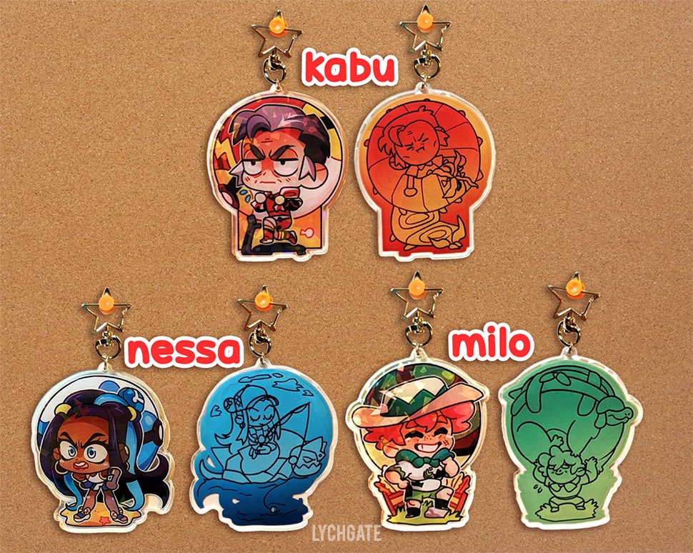 pokemon gym leader (and one leon) charms in the store
????? 