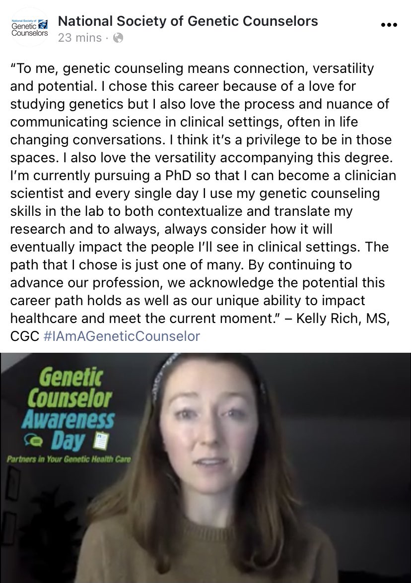 So excited to see my rockstar classmate / chromie homie sister <a href="/kellygenetics/">Kelly Rich</a> on my Facebook timeline this morning! 🤩 #Proud #IAmAGeneticCounselor