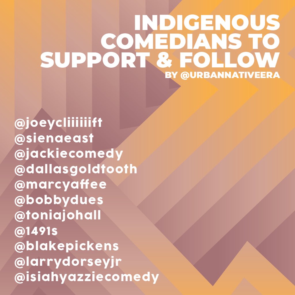 IT’S NATIVE AMERICAN HERITAGE MONTH ✊🏽Every Sunday this month we will be releasing a segmented short list of Indigenous people/groups to support. Check out these COMEDIANS &amp; PODCASTS whose work we always love seeing! ✨GIVE THEM A LISTEN &amp; FOLLOW ✨
