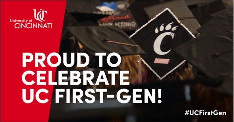 ucclermont's tweet image. More than half of UC Clermont students are first-generation college students. Join us for our week-long tribute honoring first-generation Bearcats — trailblazers who push their future forward to leave a legacy of positive change on.uc.edu/3mUfrsq. #UCFirstGen