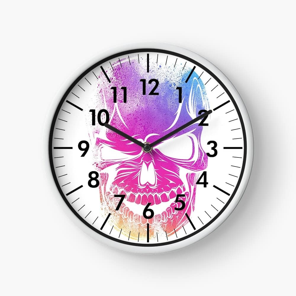 HYPAnation's tweet photo. When a idea pops in your head &amp; you just run with it you can create masterpieces... I am so glad I changed the frame to white - you can buy this from my store for £19.99 👍 #Skullart #Clock #giftideas #Art #Design https://t.co/fp3WzhVnLm