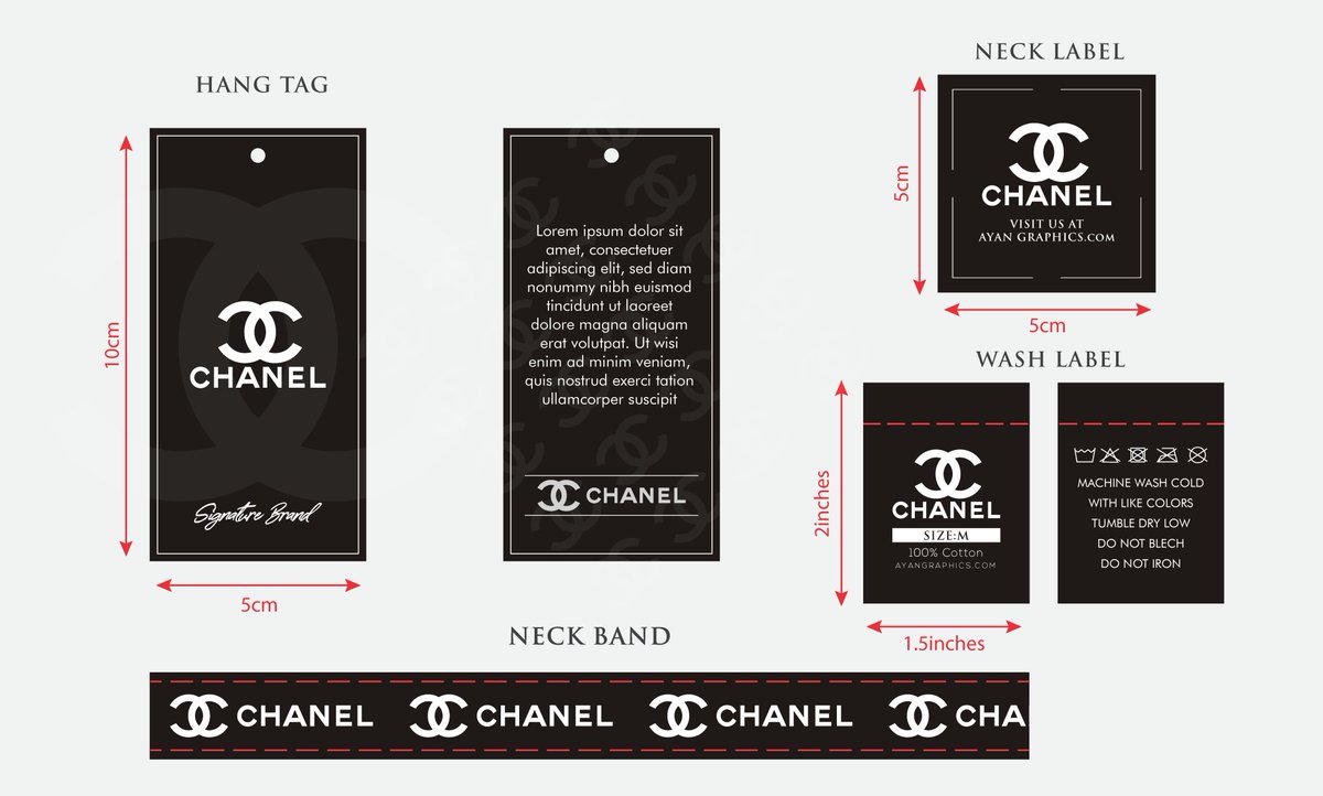 Two 2 Chanel Clothing Label Tag Sewing Replacement Black  eBay