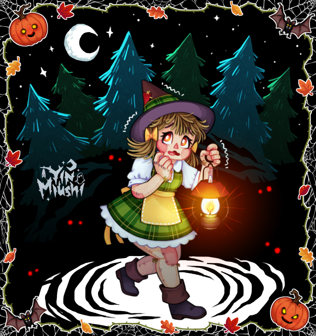 miuyumae's tweet photo. Finally felt like drawing again 😊 and since I couldn't finish this challenge in october, I'll continue working on it this month  :) 

4th #drawtober drawing! Using the prompts: "scarecrow, forest, oil lamp" 🌲🌜🌲🔥 https://t.co/mywamlI9j7