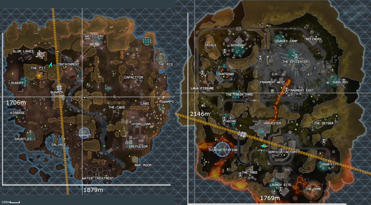 Kuo Apex Map Size Comparison Kings Canyon 1706m 1879m World S Edge 80m 1769m Olympus 1909m 18ｍ Apexlegends Season7 T Co Mup7ebvgcr