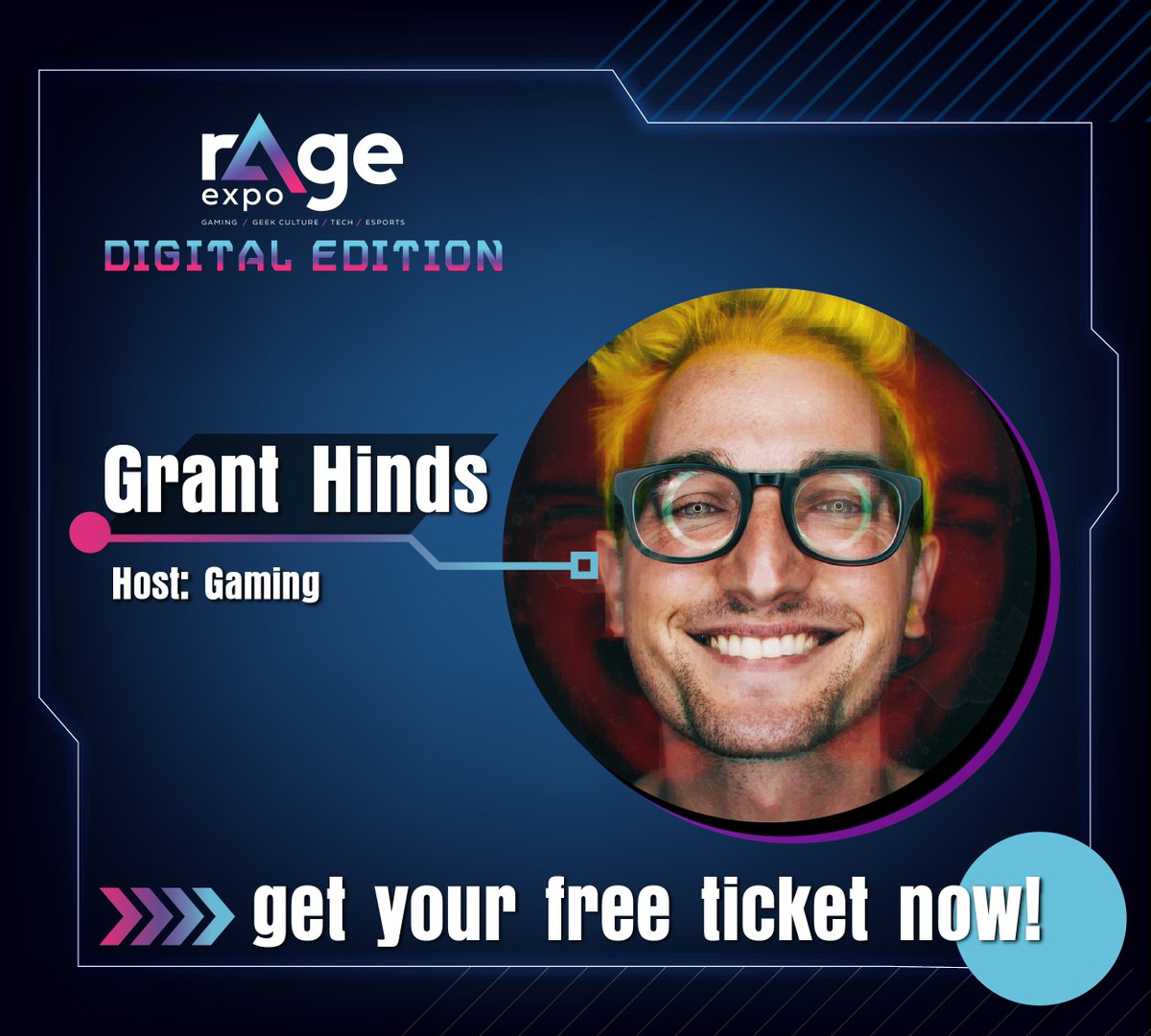 rAgeExpo's tweet photo. Coming up now is @GrantHinds with Gaming Part 2!
Tune in:
https://t.co/7t9VwvOib1
https://t.co/MT4ERUWga0
https://t.co/THw4Q78VsK
https://t.co/AK3DWWzzwv
#rAgeExpo2020 #18yearsofawesome https://t.co/Tku0yCkGW8