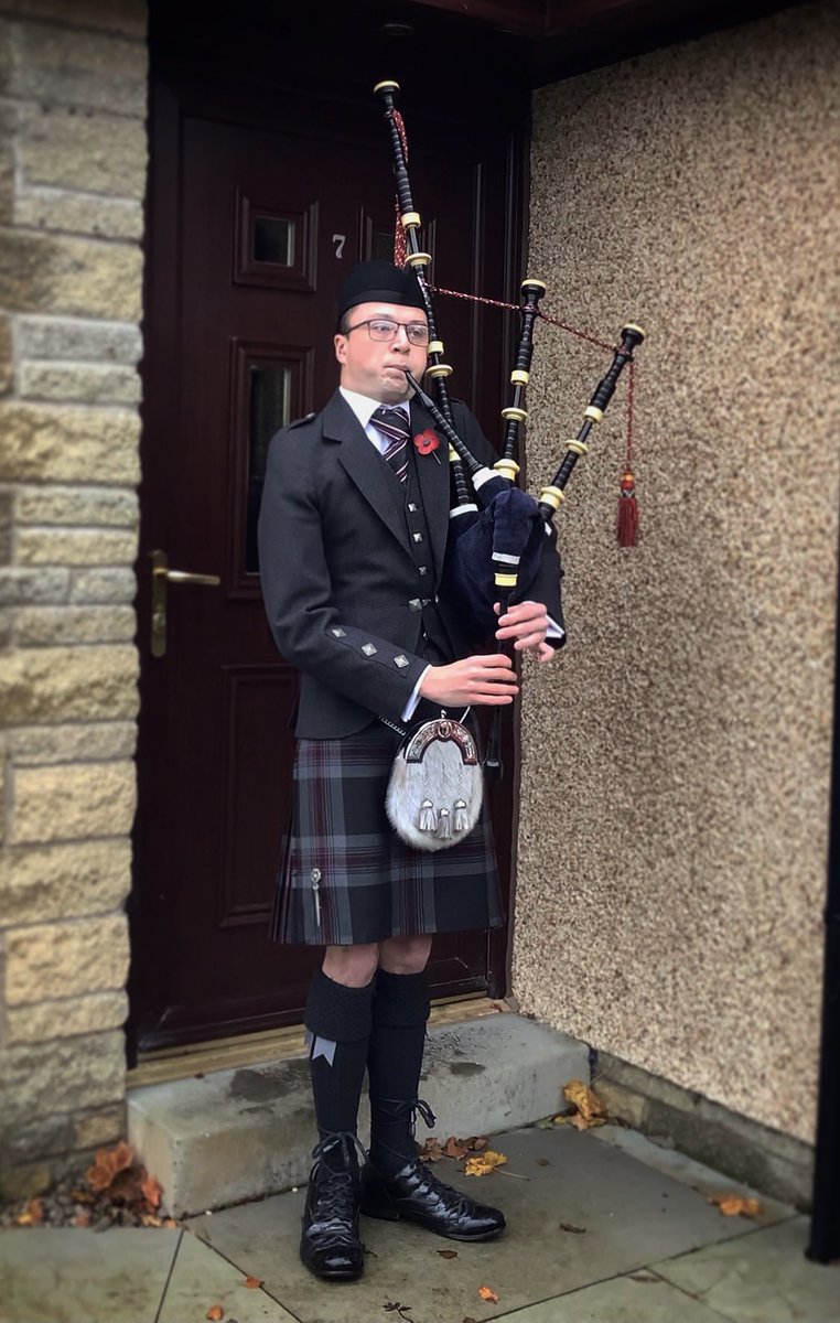 TAP_JB's tweet photo. At 11:00HRS on SUN/08/11/2020, we marked Remembrance Sunday 2020 with a doorstep tribute by playing Flowers o’ the Forrest. We were pleased to see so many people showing their respect in spirit by observing the two-minute silence at 11am from their doorsteps. #LestWeForget https://t.co/g5TQtdsXpt