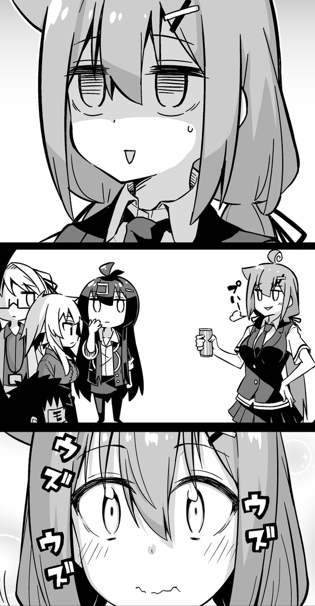 【今回のよく見て欲しいところ】
(上)あれー…?って顔をする社畜ちゃん
(中)ちびキャラ
(下)ウズウズ 