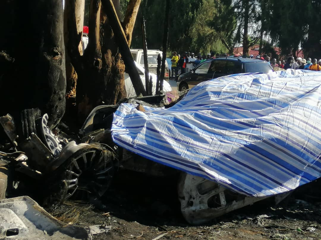 Ginimbi died hours after sharing a video of him heading out for celebration of Moana’s birthday at Dreams Nightclub in his Rolls Royce on Instagram.Here are photos from the scene of the accident below;