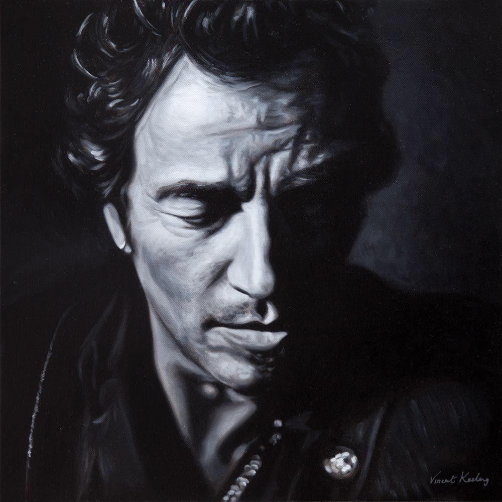 Vincent Keeling is a good friend of mine & a superb realist painter from Dublin. Bruce Springsteen, The Boss, Canvas Print with Floating frameLimited edition print from an oil painting by Vincent Keeling. Visit:  https://vincentkeeling.com/collections/bruce-springsteen-paintings-and-prints-1/products/bruce-springsteen-the-boss-canvas-print-with-floating-frame