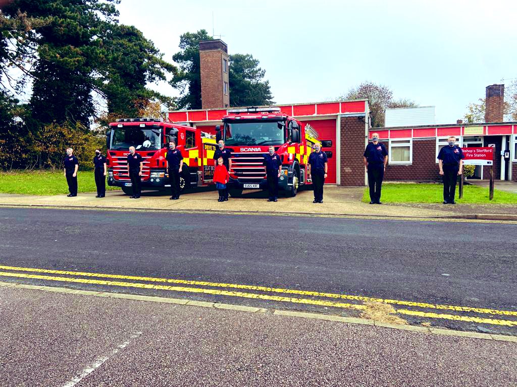 Firefighters at Bishops Stortford showing their respect for those that gave everything for others. We are forever in their debt. #RemembranceDay #LestWeForget #firefighter