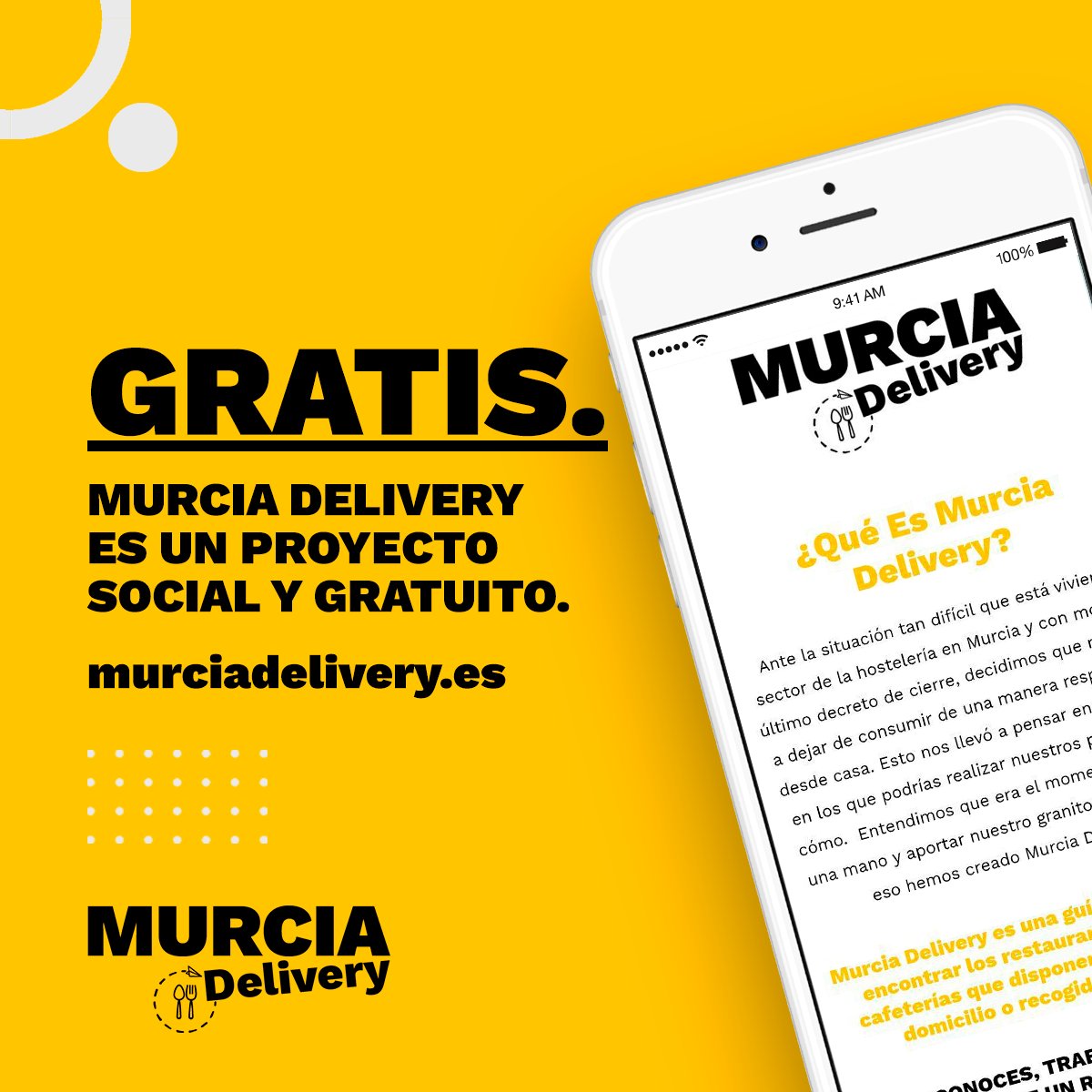 murciadelivery's tweet photo. Nuestro objetivo es ayudar a todos los locales que continúan ofreciendo servicio  🍽📱

🟡 @murciadelivery es totalmente GRATIS. Completa el formulario en la web para que tu #restaurante, #cafetería o #bar favorito de la Región tenga su espacio 👉 https://t.co/N2tIvoK9w3 https://t.co/yLBahCQS4t
