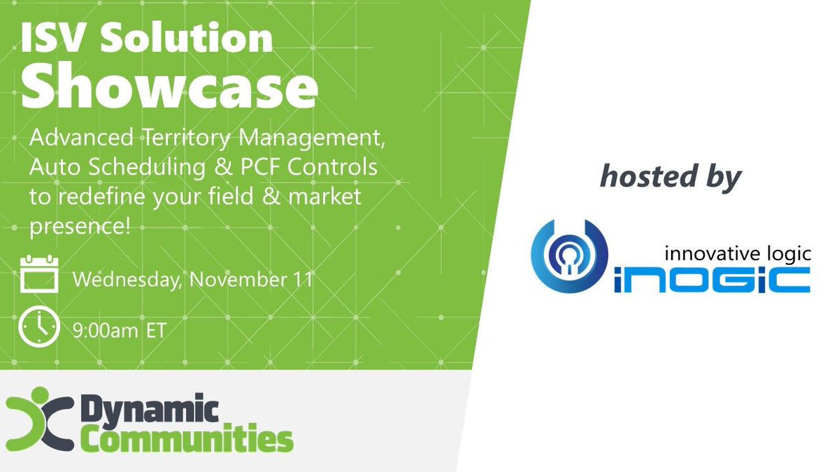 inogic's tweet photo. Plot, Plan, and Analyze your #Dynamics365 CRM / #PowerApps data with Advanced #TerritoryManagement, #PCFcontrols and improve your #fieldpresence with #AutoScheduling
Book your seats: https://t.co/OsXypXi3dR
@UGCommunities
@Maplytics
#DynamicsCommunity #powerautomate #powerusers https://t.co/ayoHfxzGpV
