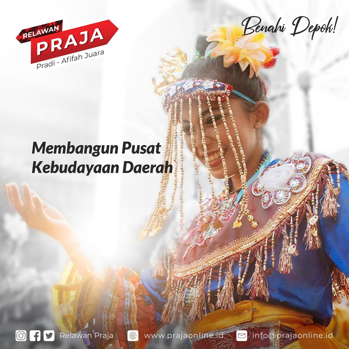 RelawanPraja's tweet photo. Pusat Kebudayaan Daerah adalah tempat membina dan mengembangkan kebudayaan daerah setempat.

#BenahiDepok #BangunPusatKebudayaanDaerah 
#PradiAfifahMenang
#PrariAfifahJuara

Caption oleh: @AfifahaliaDepok https://t.co/uUxo00DOUC
