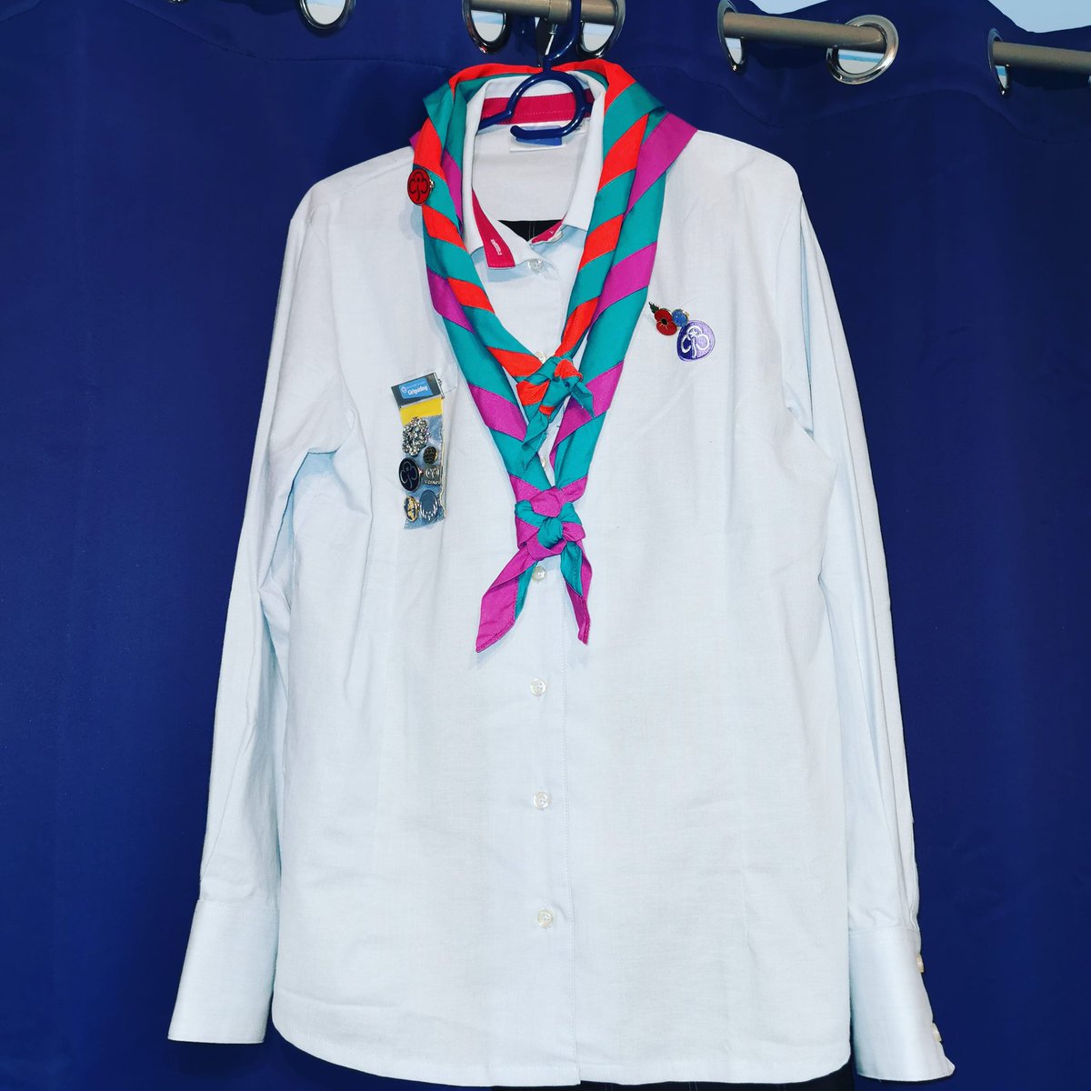 little_susy7's tweet photo. @ggulster @93rdTrefoil @TrefoilGuild @cregaghpresby Uniform ready for todays Remembrance Day Service. A little different this year as we can't meet as a unit. Some leaders who are members from the church will be representing the units  #AtTheGoingDownOfTheSunWeWillRememberThem https://t.co/VgCO4dK8qx