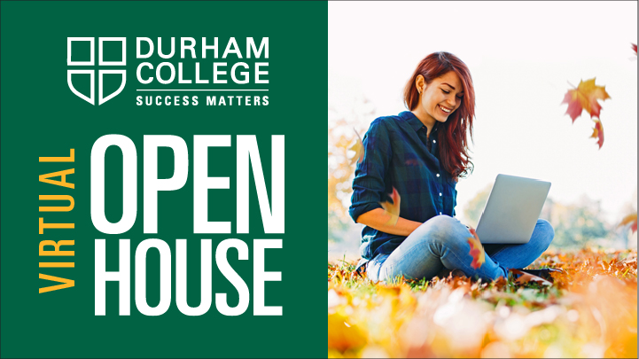 durhamcollege's tweet photo. Thinking about attending DC? Join us on Saturday, November 14 from 10 a.m. to 1 p.m. for our virtual #DCOpenHouse! Visit https://t.co/dycsbWHwUK for more info and to register. https://t.co/quxcFE4ytT