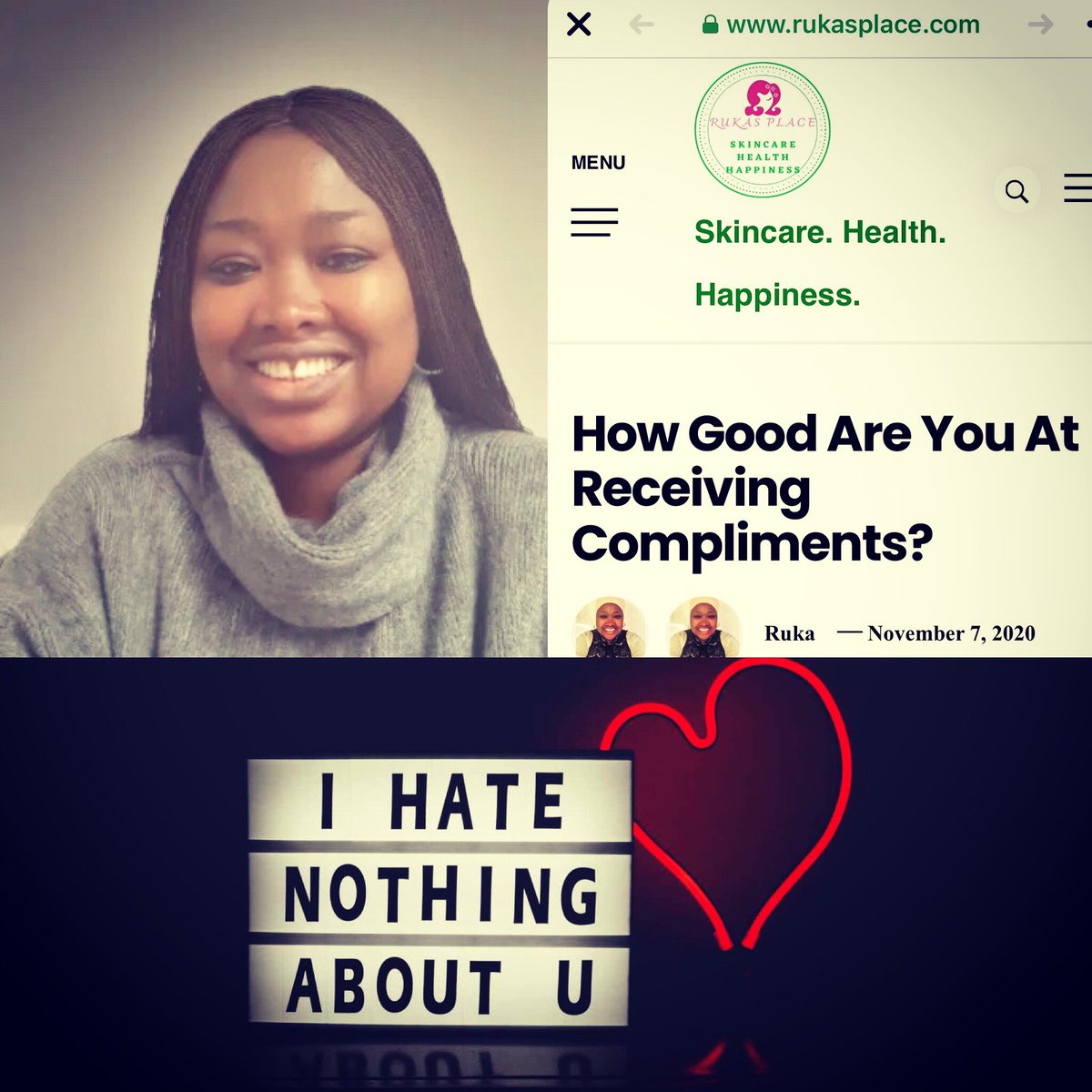 Rukasplace's tweet photo. How Good Are You At Receiving Compliments?
https://t.co/Fz3IpHNwuD
#receivingcompliments #compliments #kindwords #kindwordscostnothing #kindwordsgoalongway #becomingabetterme #growthmindset #complimentsmatter #africanblogger #nigerianblog #irishbloggers #positivitychallenge https://t.co/bz2KWMgkzb