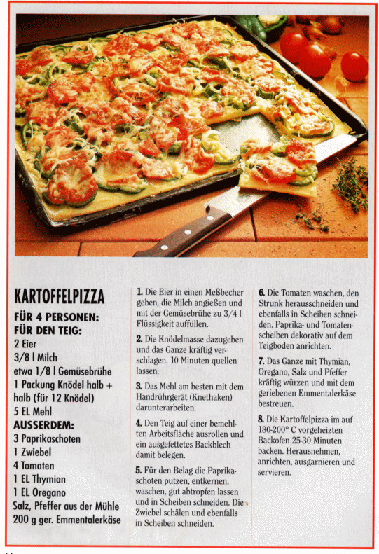 rezeptroulette's tweet photo. Das seltsamste Pizzarezept, das ich bislang gefunden habe:

Kartoffelpizza https://t.co/lVXo06N6Hq