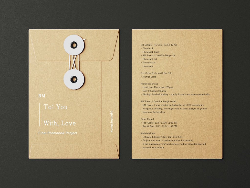 ktthyng1230's tweet photo. ✉️ To : You
With, Love 🤍

RM Final Photobook Project

➖

💜 by @HoneyJoonie94

⏰ Pre ➡️ 19/11 ~ 11.59 wib
      Close ➡️ 04/11 ~ 11.59 wib

🛒 Order : https://t.co/OnbYdy5WKO
💵 IDR 655k

➖

🍀 Notes
Belum EMS TAX 🙅‍♀️
Help RT 🙏 Thankyou 😘
Stay safe 😷💜 https://t.co/TtvZn3uINz