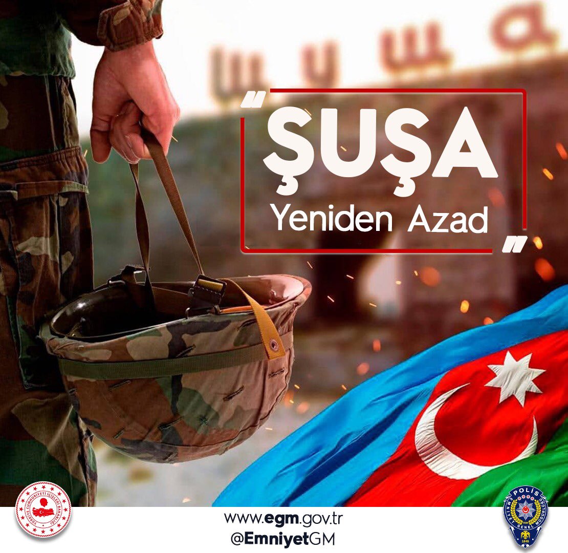 EmniyetGM's tweet photo. #Şuşa Ermenistan işgalinden kurtuldu. Yeniden öz vatanına kavuştu. 

Yaşa Azerbaycan! 🇦🇿🇹🇷 https://t.co/WWo815xkyK