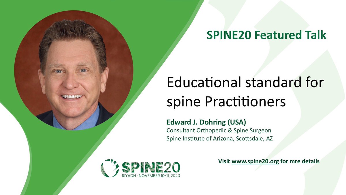 SPINE_20's tweet photo. #SPINE20 Featured Talk

Educational standard for spine Pracacticiners

Prof. Edward J. Dohring https://t.co/Fyh7oqNOvH