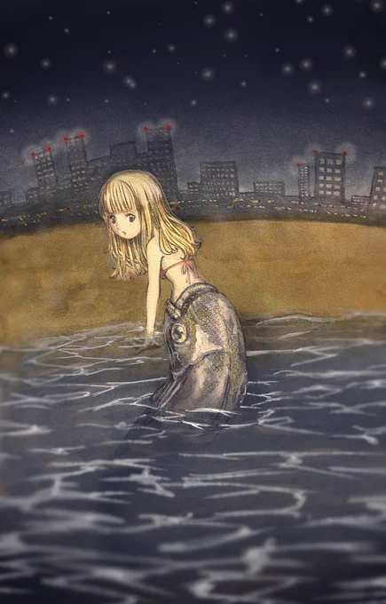 #ArtTrain 
ひたすら可愛いイラストを描きなさるまどかさん(@chu_rin_mdk )から頂きました!!!

せっかくなので(?)初期初期のころのお魚ちゃんにまだ背びれがあるアナログ後天性人魚ちゃんを見てください!

絵描きさんを繋げるタグなのですが重複したりが怖いので、ここが最後尾車両です?✋ https://t.co/PCxZxonTR3 