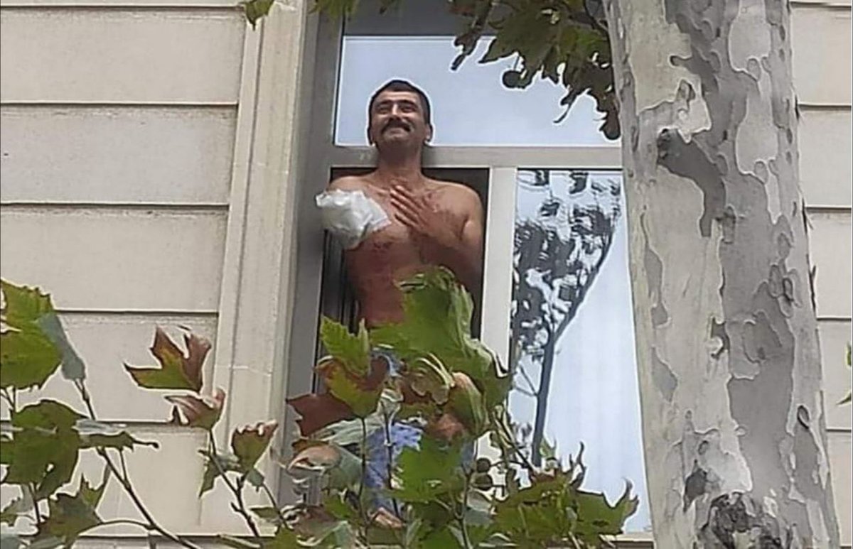 A proud soldier rejoicing of #Shusha liberation from hospital. God, what an amazing nation!
