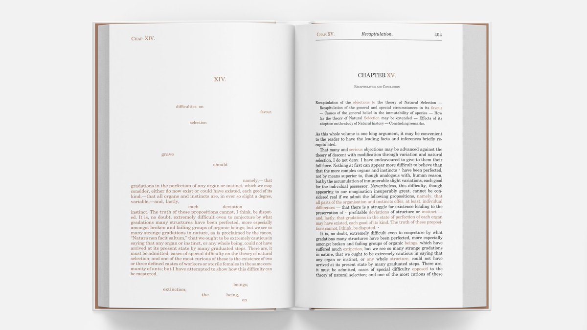 DarwinEditions's tweet photo. Day 434 — Page 404 #NaturalSelection #Darwin #HMSBeagle #TheTheoryofEvolution #thoughtoftheday #evolution #kickstarter #NaturalScience #OriginofSpecies #Science #artbook #typography #variorum #graphicdesign #artistsbook #indiegogo #publishing #selfpublishing #selfpublished https://t.co/k9urG6i4EJ