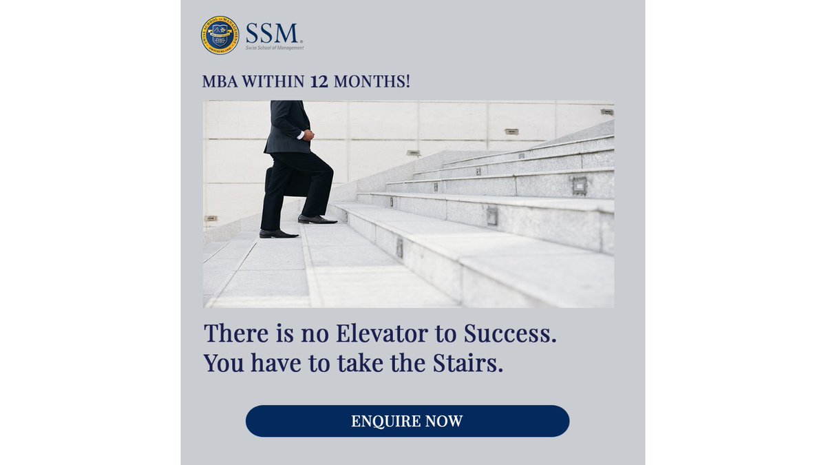 SwissSchoolOfM1's tweet photo. Educate yourself to Achieve Success. It Starts with a single step &amp; leads you to your destination. Make education your top priority.

#MBA #OnlineMBA #MBAProgram  #Entrepreneurs #Management #Marketing #HumanResources #GCC #mbaindubai #mbainuae #mbainsharjah #ExecutiveMBA https://t.co/XNSWNDyCAL