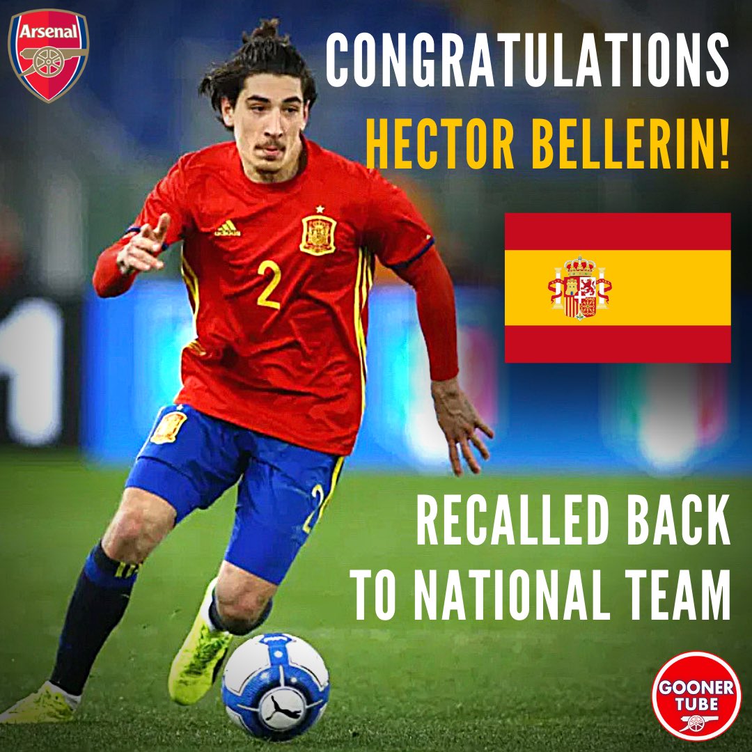 GoonerTubeTV's tweet photo. Great news! Hector Bellerin has been called up to the Spain squad as replacement for Jesus Navas. 

Congratulations Hector! Well earned after a string of impressive displays!

#hectorbellerin #spanishfootball https://t.co/GkQQUSpJ4x